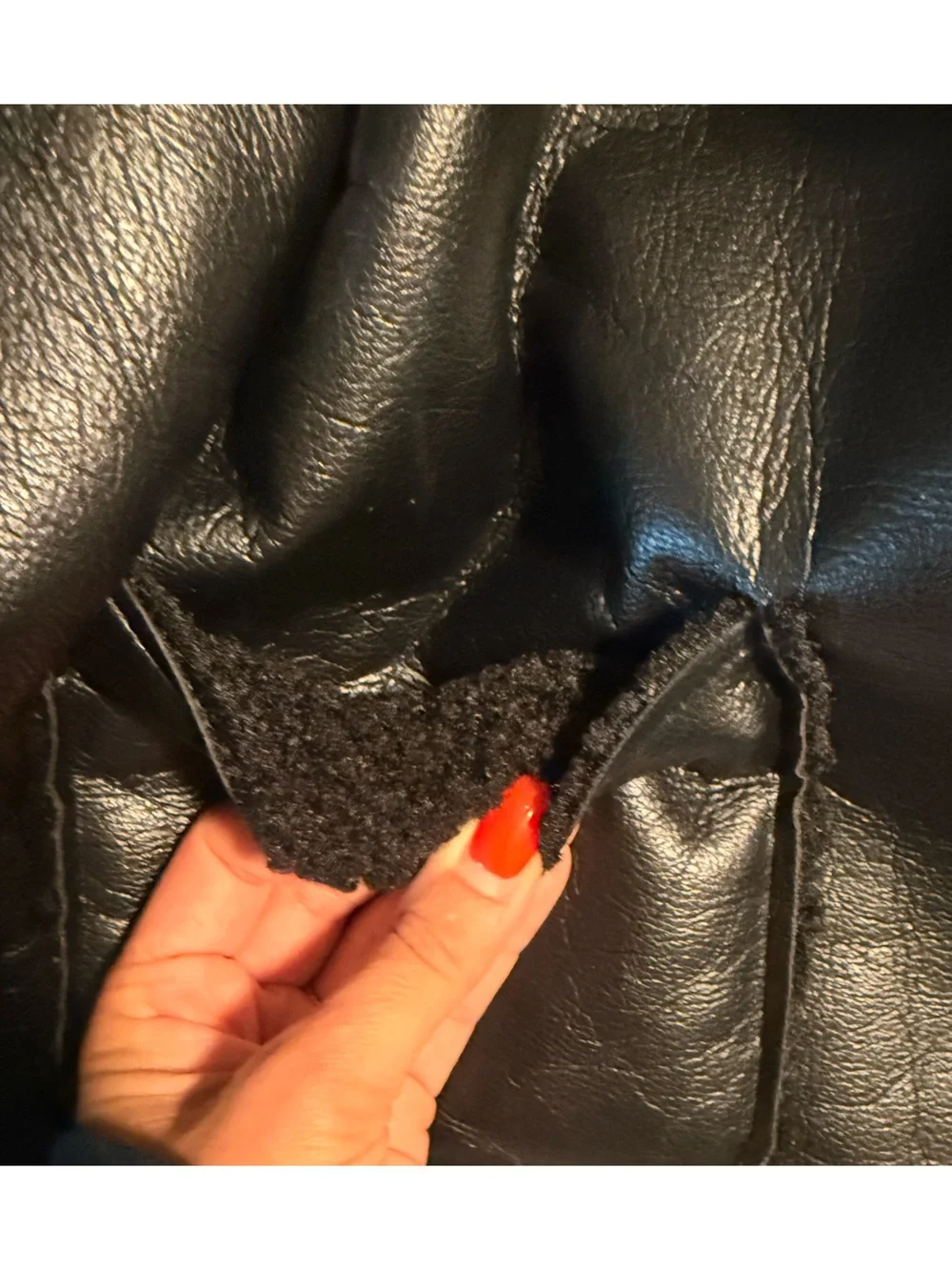 Zara Black Faux Leather Shearling Jacket